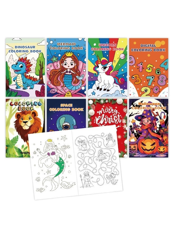 QZ A LOVELY AND COZY COLORING BOOK GIFT SET, CONSISTING OF 8 MINI BOOKS (EACH WITH 12 PAGES, FEATURING DIFFERENT THEMES). iT IS SUITABLE FOR ADULTS AND CHILDREN TO RELIEVE STRESS, PROMOTE EARLY LEARNING AND DEVELOP CONCENTRATION. iT IS ALSO SUITABLE FOR CREATING A COZY MOMENT (SUITABLE FOR CHILDREN AGED 3 TO 8) - Image 2